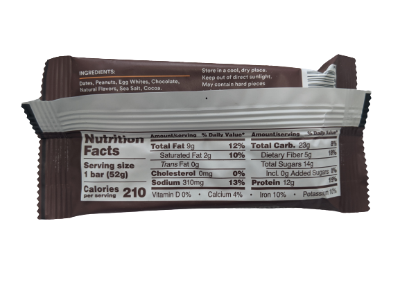 Peanut Butter Chocolate RX Bar Nutrition Facts