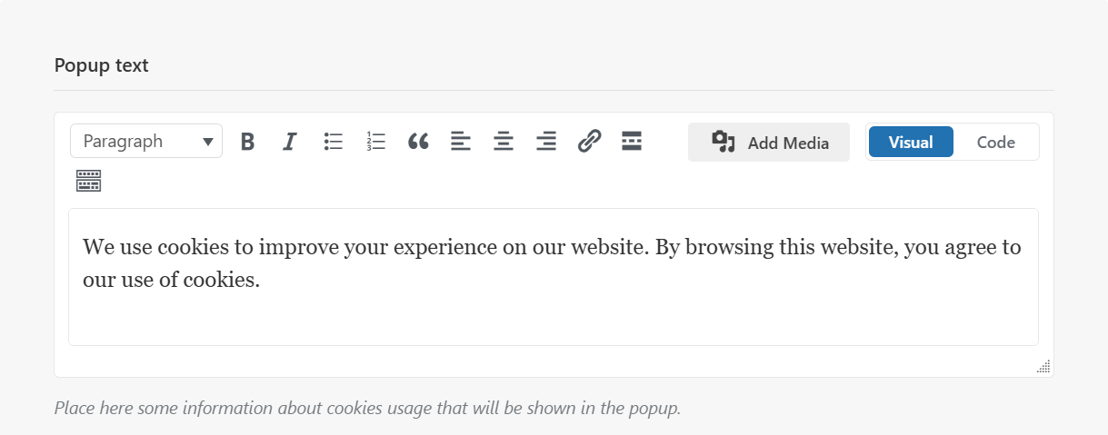 popup text