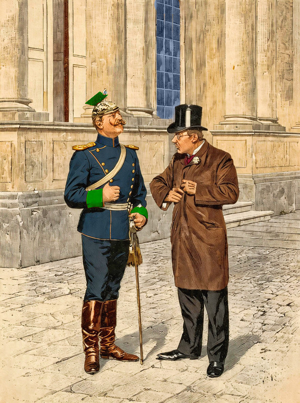 1896 Ulanen Offizier und bürgerlicher Zivilist