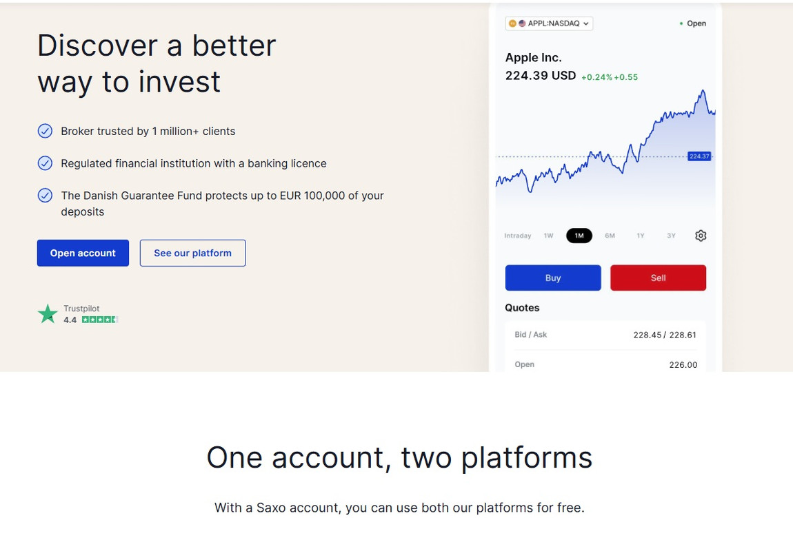 Saxo Bank investment platform regulated with banking license.