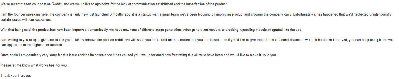 Founder Email Answer