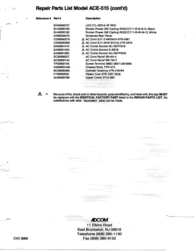 Adcom ACE 515 service manual - Page 7