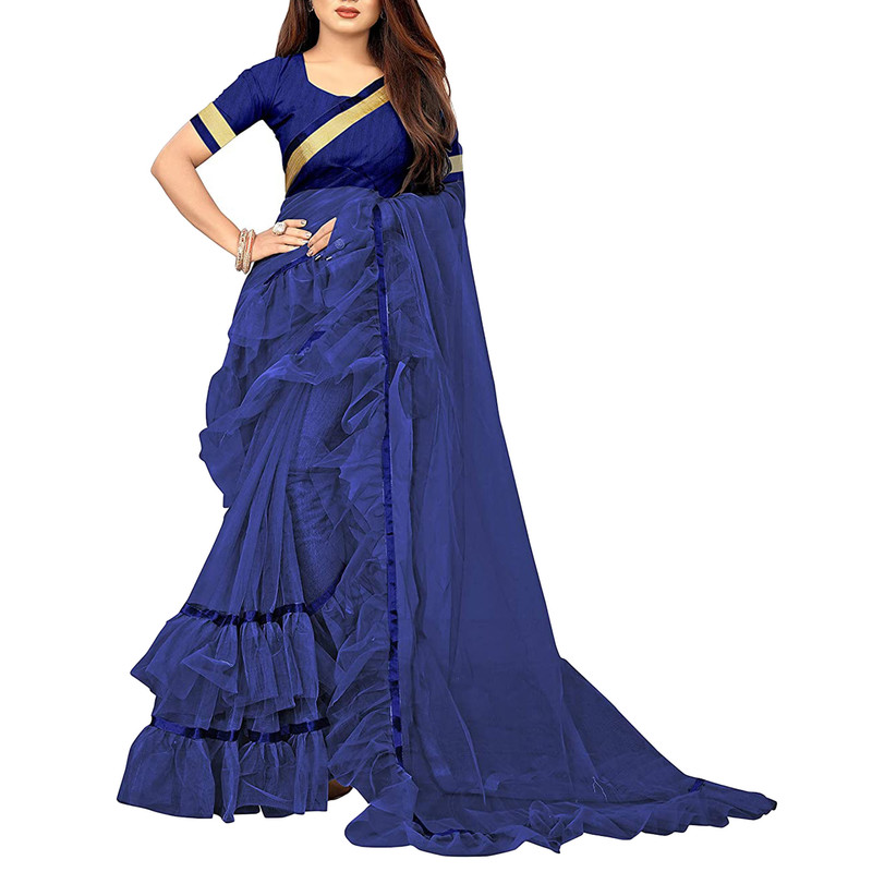 Saree de red con volantes con blusa pieza con volantes ropa de fiesta étnico sari para mujer - Imagen 10 de 21