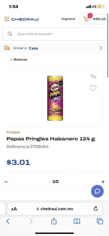 (BUG) Chedraui: Papas Pringles Habanero 124 g en Tampico 
