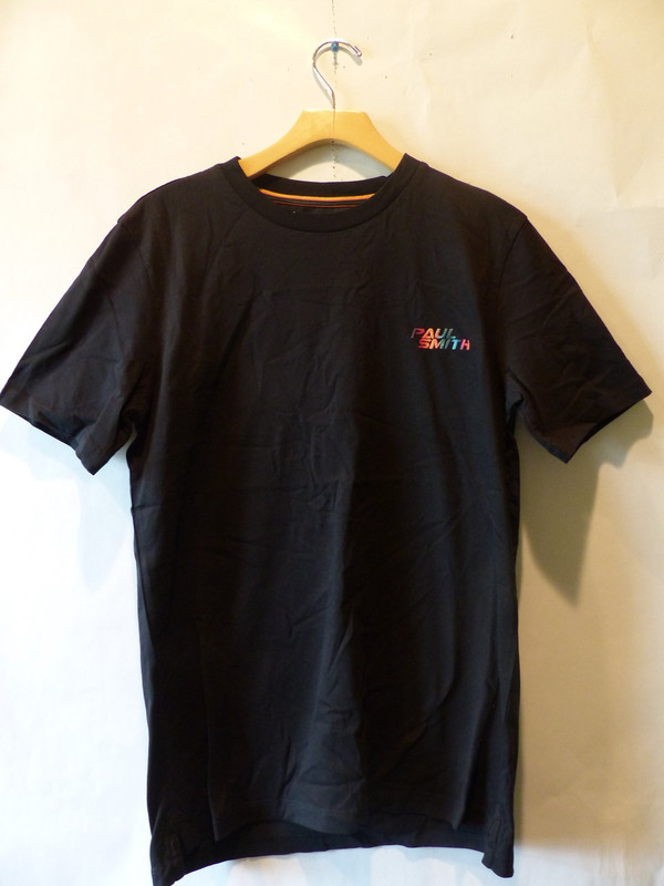 PAUL SMITH MENS REGULAR FIT T SHIRT W/ RAINBOW EMBROIDERED LOGO SIZE S