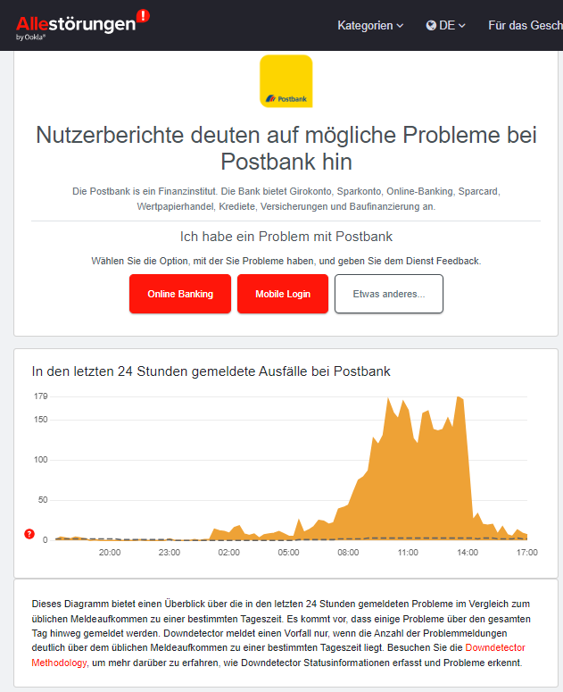 Störung Postbank am 5.1.2025