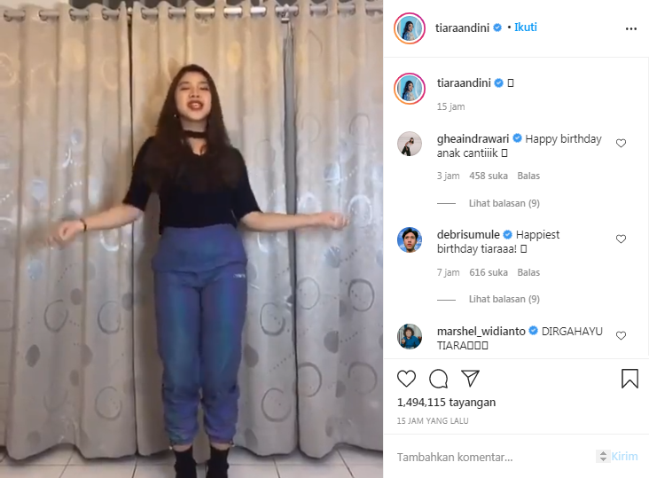 Tiara Andini berulang tahun dan unggah video ngedance