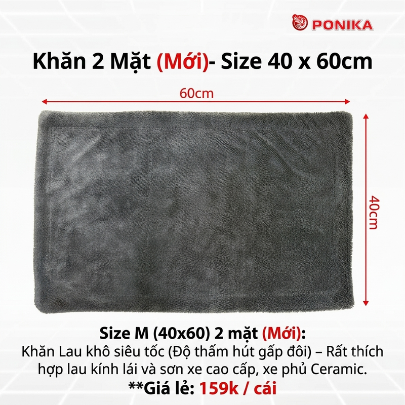 Size M: 40x60cm 2 mặt