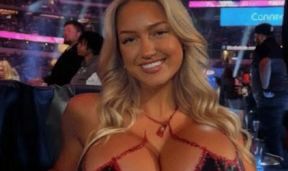 Blonde Hot Girl Showing Big Boobs in Crowd