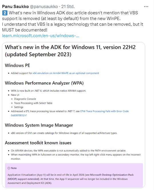 vbscript.dll missing in Win 11 22H2 ADK Sept. 2023