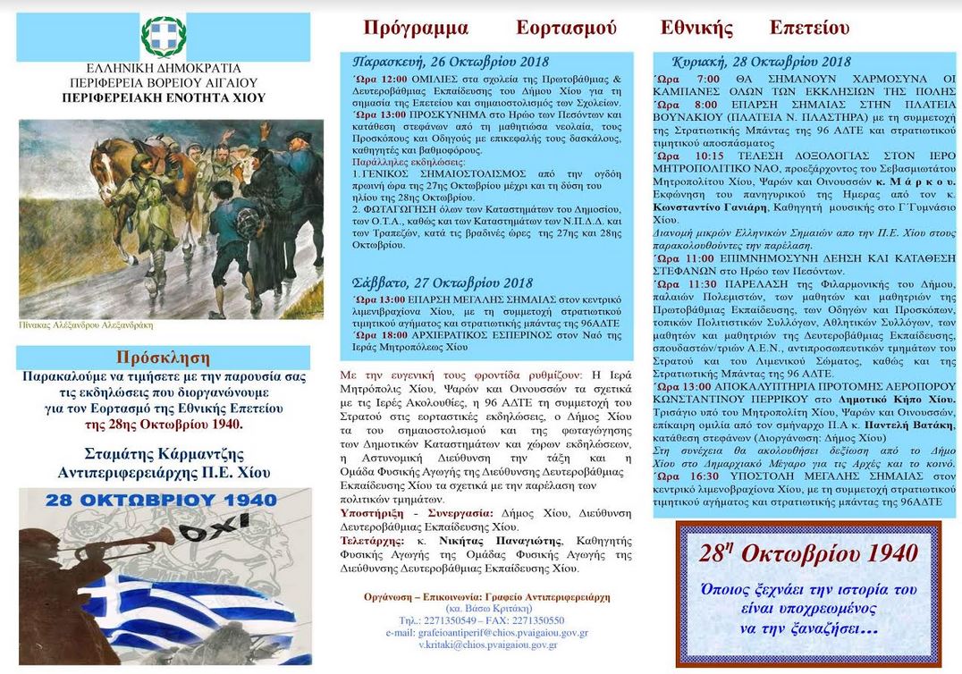 ΠΡΟΓΡΑΜΜΑ ΕΟΡΤΑΣΜΟΥ ΕΘΝΙΚΗΣ ΕΠΕΤΕΙΟΥ 28ΗΣ ΟΚΤΩΒΡΙΟΥ 1940