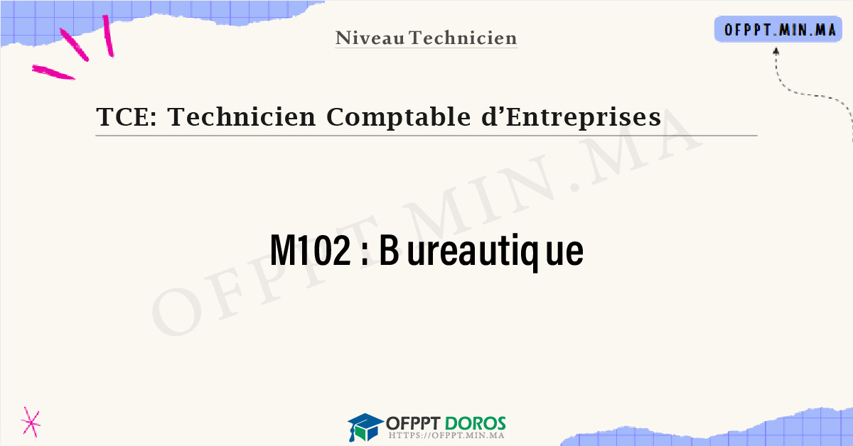 Sommaire détaillé du cours Bureautique M102 OFPPT - Structure du module