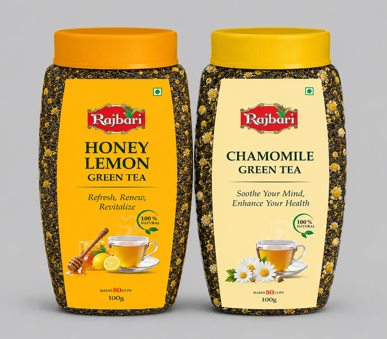 honey lemon and chamimile green tea 100 gm white