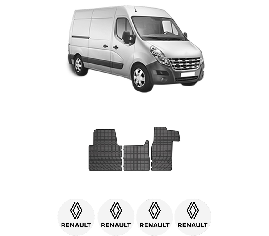 Set covorase presuri RENAULT MASTER III din 2010-2022, auto, din cauciuc thermoplastic, 4 Stickere auto cu RENAULT