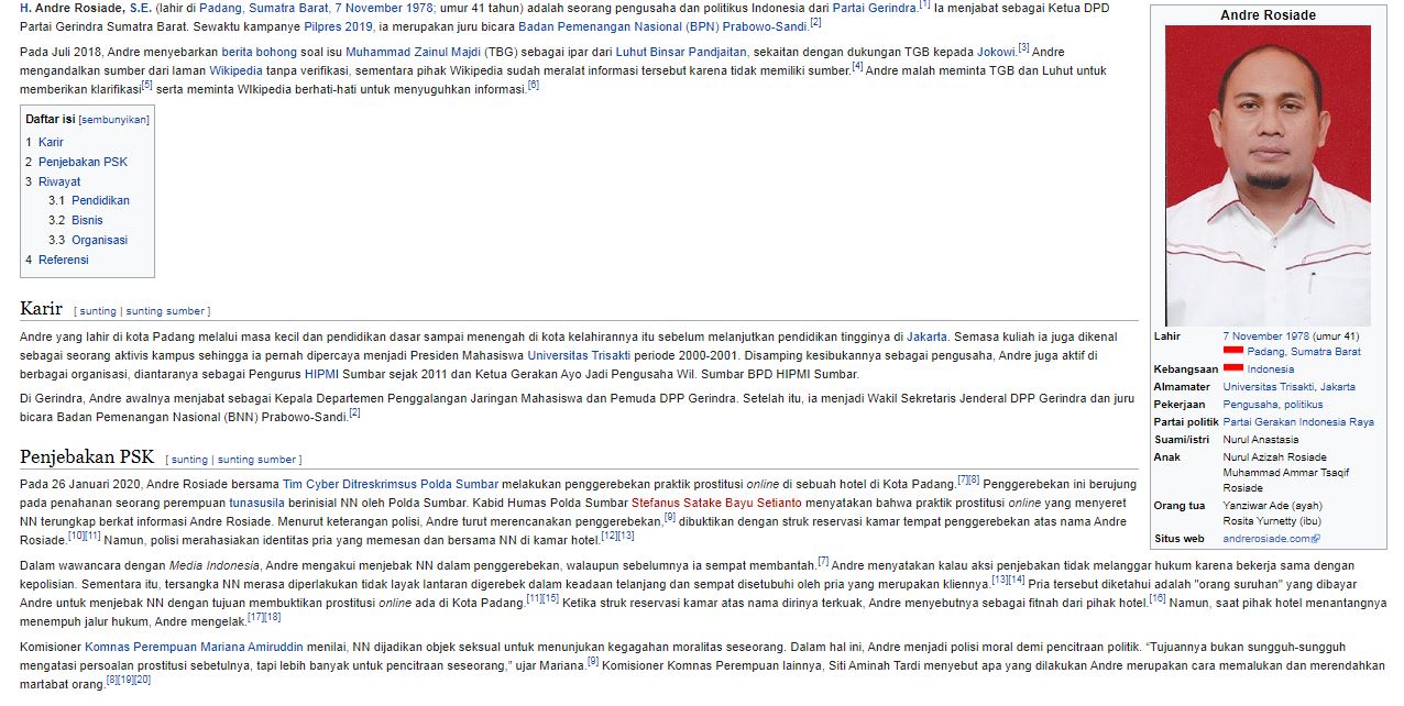 Profil Andre Rosiade di Wikipedia