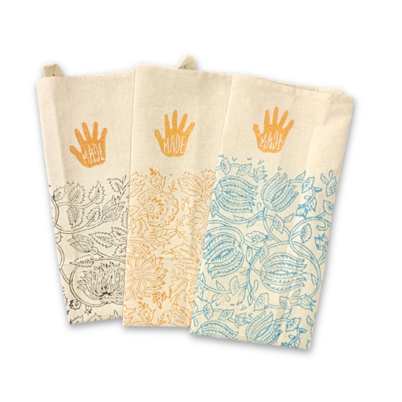Eco-Friendly Handblock Printed Kitchen Napkins – Set of 3 Pattern 1
