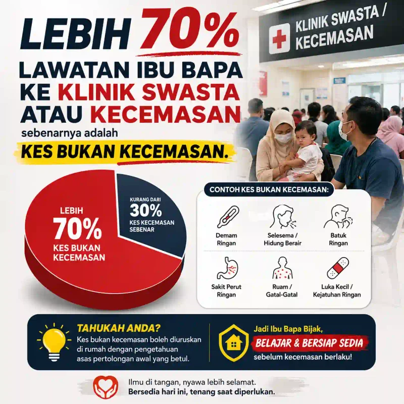 Ibu bapa menjaga anak sakit di rumah dengan tenang