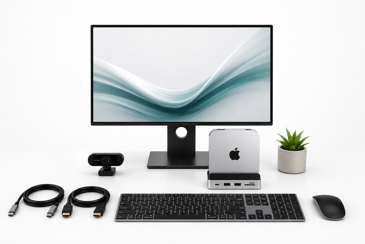 Steady Comps Mac mini desktop bundle with monitor and accessories