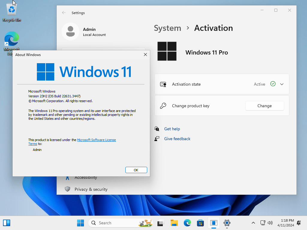 Windows 11 Pro 23H2 Build 22631.3447 (No TPM Required) Preactivated Multilingual April 2024 [AppDoze]