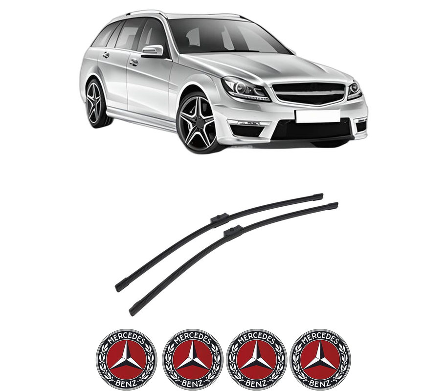 Set stergatoare auto MERCEDES-BENZ C-CLASS T-Model (S204) din 2007-2014, pentru parbriz auto, 2 bucati, Bosch Aerotwin, din cauciuc siliconat rezistent, 4 Stickere Auto MERCEDES-BENZ