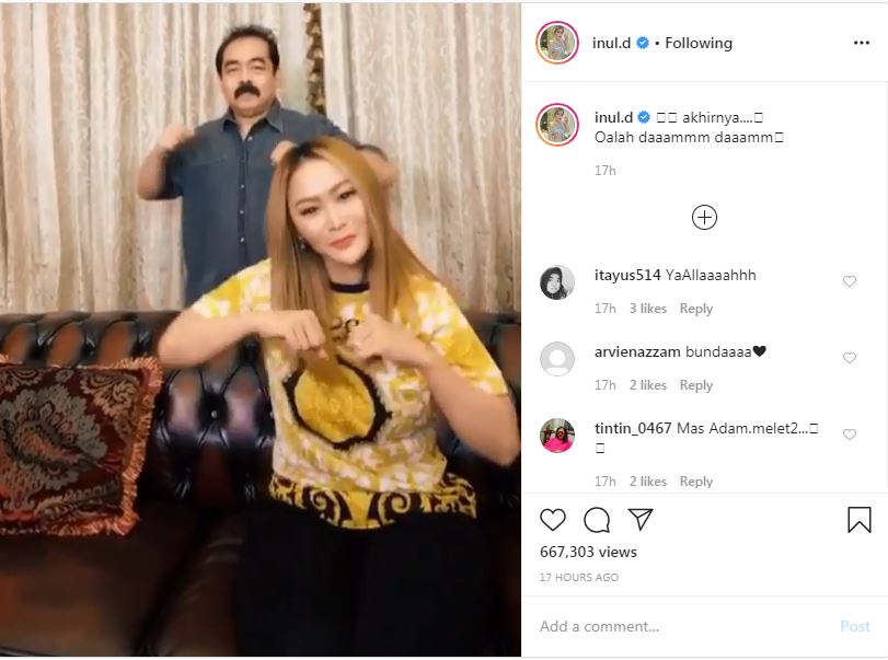 Adam Suseno dan Inul Daratista bermain Tik Tok