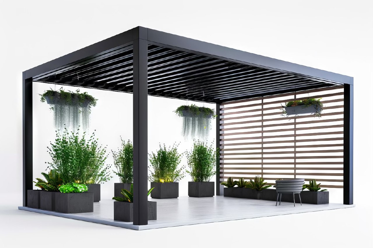 برجولة مع إضاءة ملونة