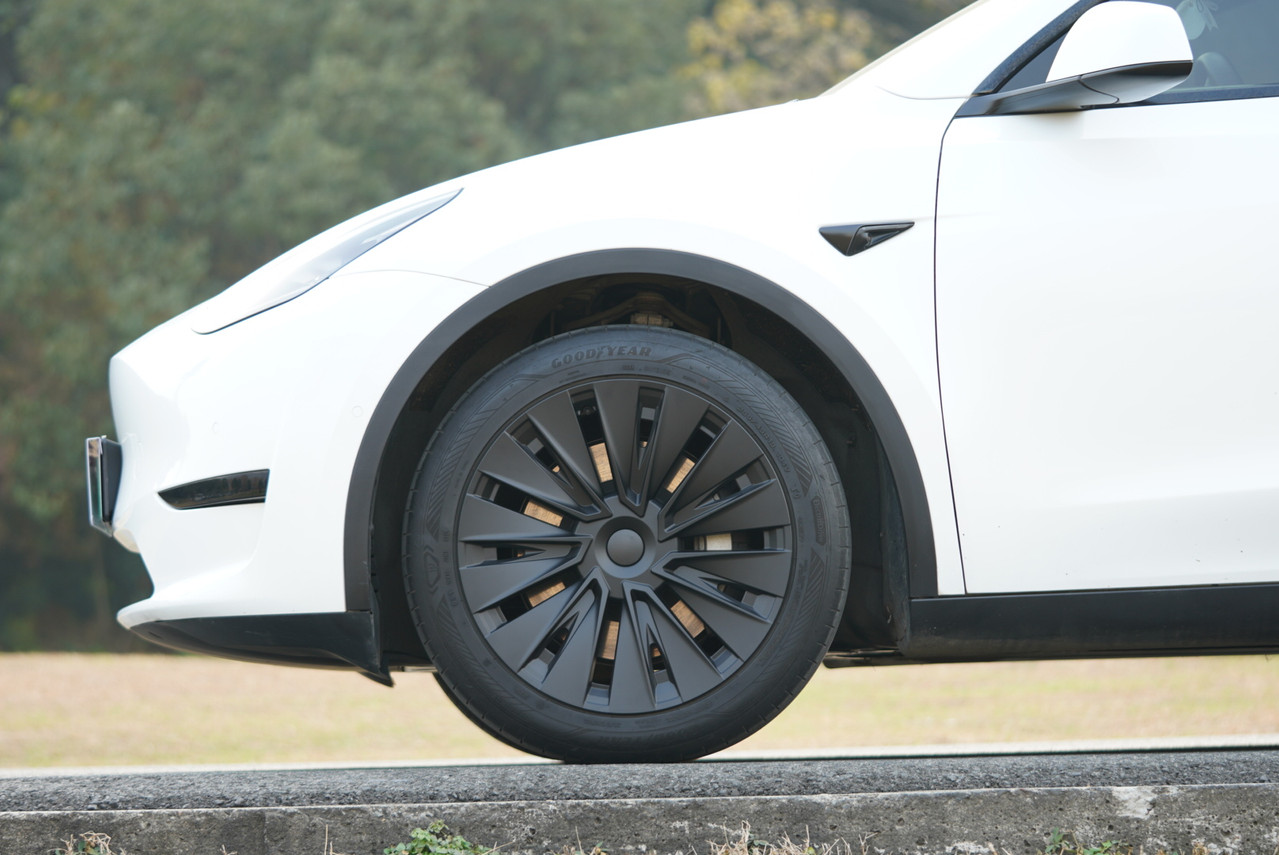 Close-up of Tesla Model Y wheel cover