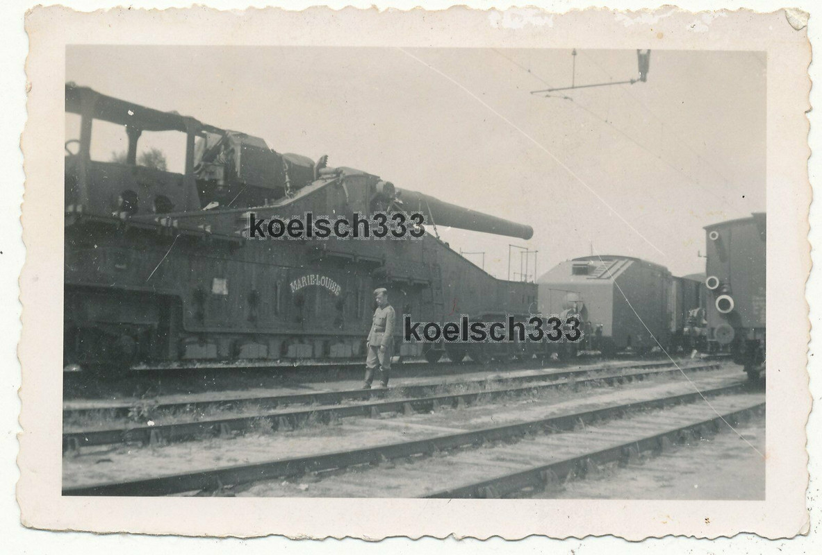 Foto französisches Eisenbahngeschütz MARIE LOUISE Wehrmacht Beute Artillerie