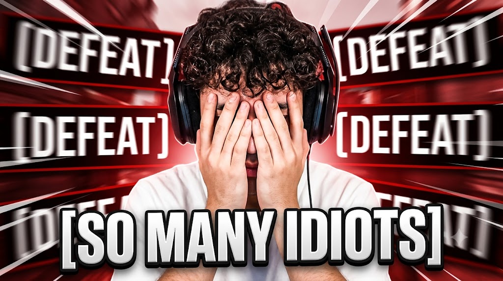 AI-generated example result for the youtube-thumbnail prompt: Gaming & Esports – "DEFEAT / SO MANY IDIOTS" | Gaming And Esports Youtube Thumbnail AI YouTube Thumbnail Prompt