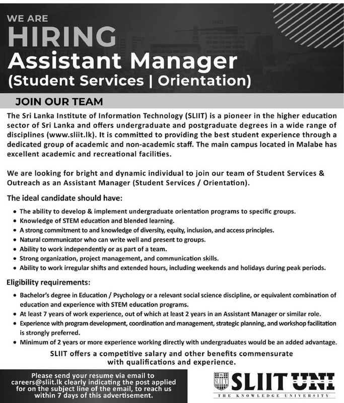 Assistant Manager - SLIIT -