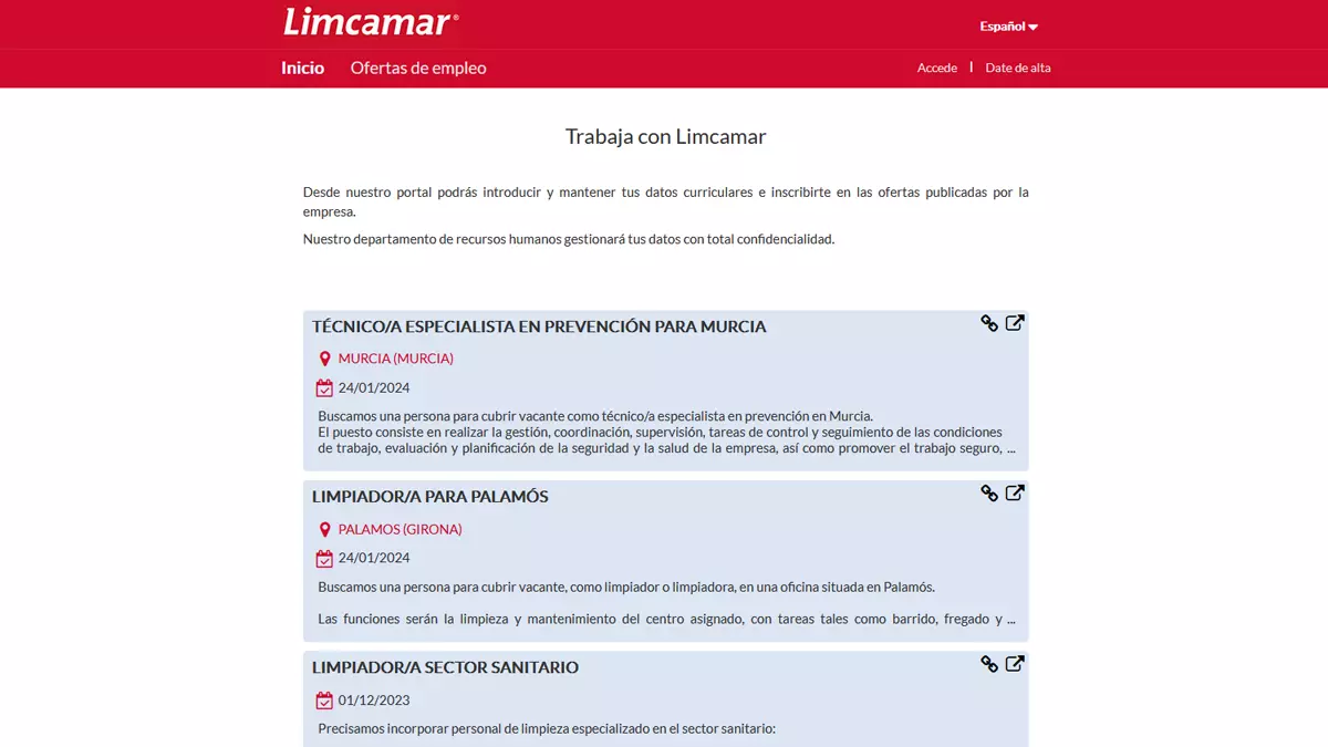 Portal de empleo Limcamar