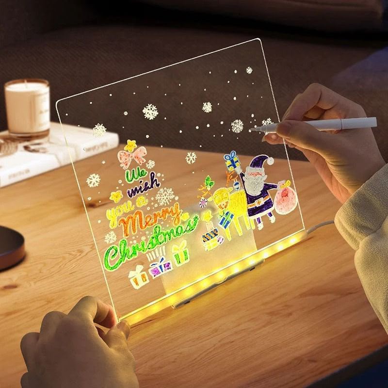 Acrylic Writing Board with Light and Colored Pens