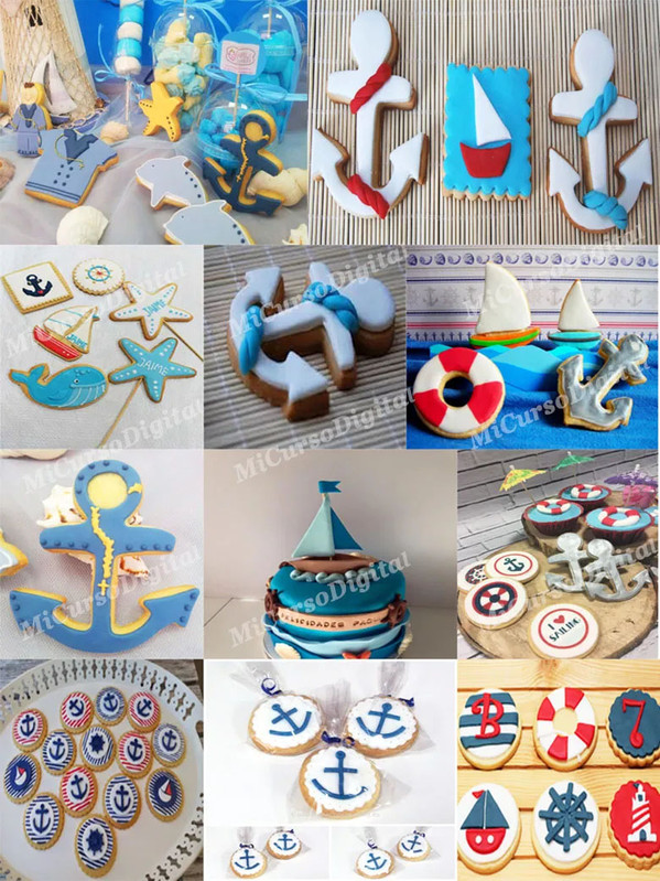 Molde en acero Ancla flotador barco timon cortador de galletas pasta fondant