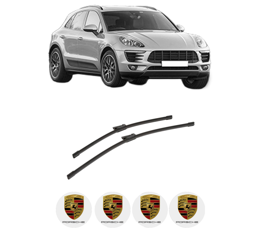 Set stergatoare auto PORSCHE MACAN (95B) din 2014-2021, pentru parbriz auto, 2 bucati, Bosch Aerotwin, din cauciuc siliconat rezistent, 4 Stickere Auto PORSCHE