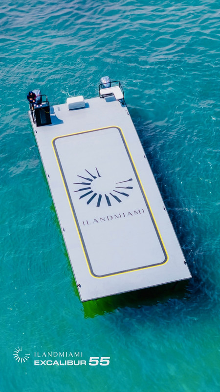 Aerial view of an ILandMiami Heliboat on the water