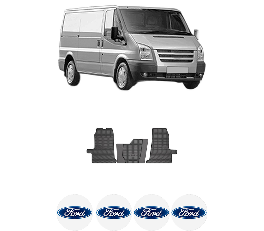 Set covorase presuri FORD TRANSIT Van (FA_ _) din 2000-2014, auto, din cauciuc thermoplastic, 4 Stickere auto cu FORD