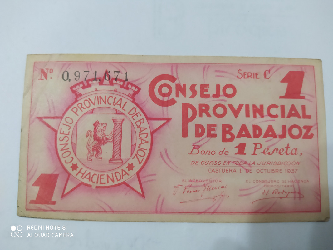 1 peseta. Consejo Provincial de Badajoz. Castuera, 1937 IMG-20201106-170416