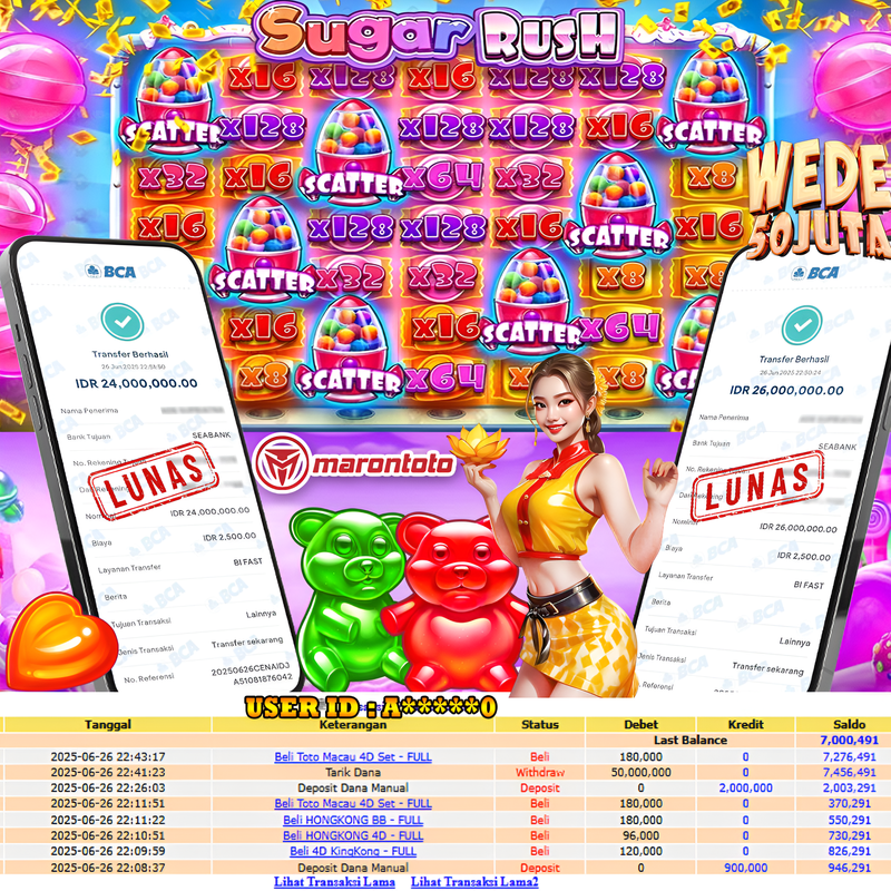 Bukti Kemenangan Member Marontoto Sebesar 50,000,000 JuTa