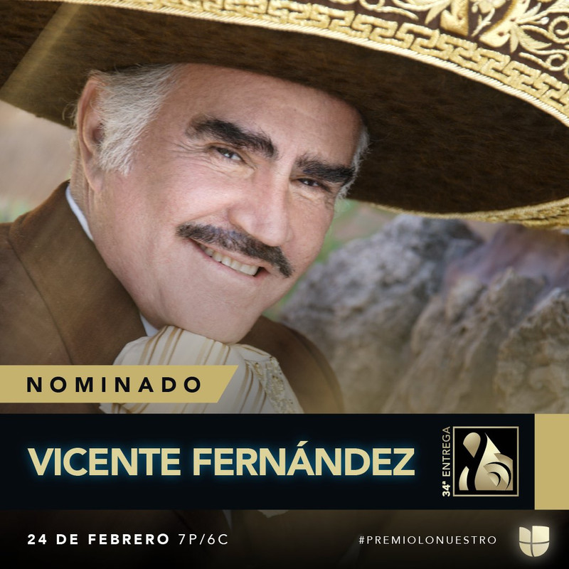 Nominan a Vicente Fernández en Premio Lo Nuestro a casi dos meses de su muerte