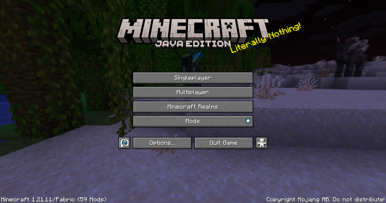 Minecraft Main Menu with custom splash text