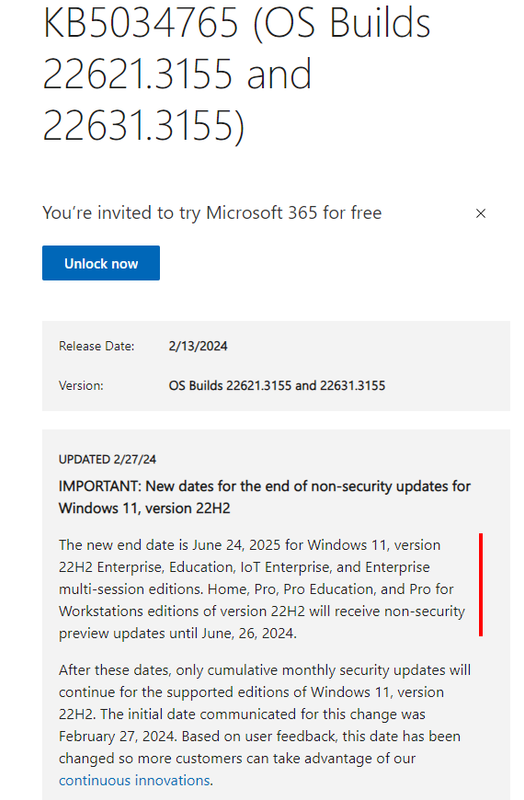 Windows 11 22H2 optional updates