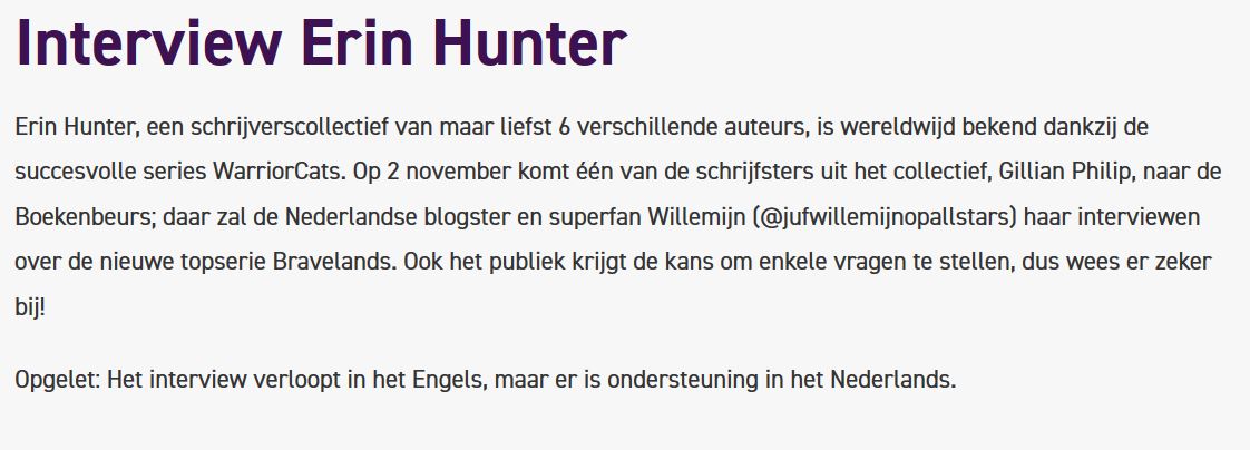 Erin hunter @ Boekenbeurs! -> MEET? Knipsel