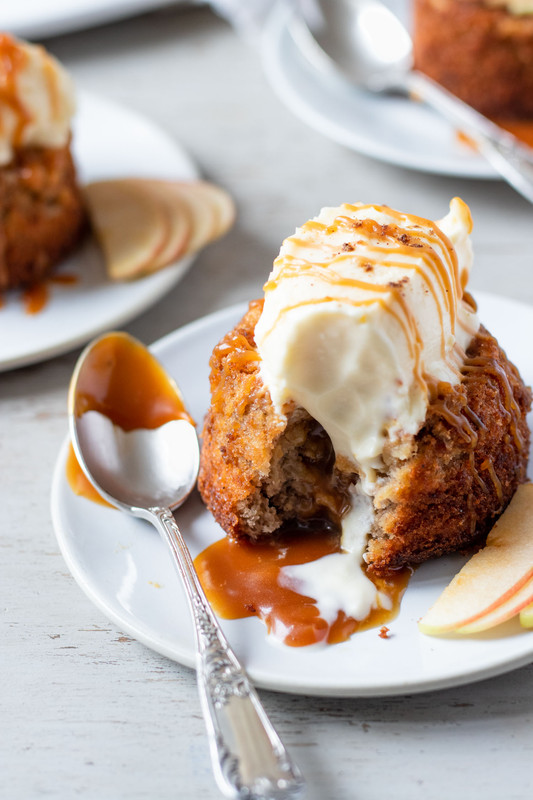 Salted caramel and apple lava cakes