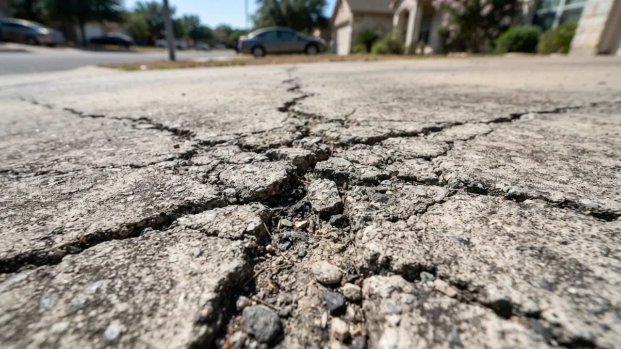 Cracked concrete driveway assessment San Antonio
