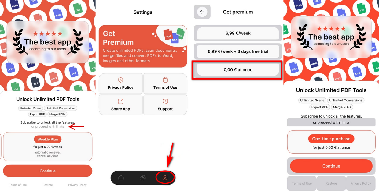 Hướng dẫn vào Settings để kích hoạt gói Lifetime miễn phí trên Lens