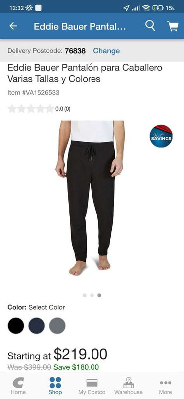 Costco: Pantalón/pants Eddie Bauer para Caballero Varias Tallas y Colores 