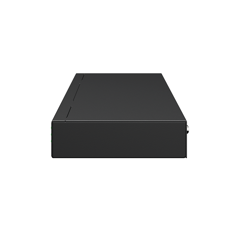 Switch Intelbras S1110G-PA com visão frontal das portas PoE e Uplink