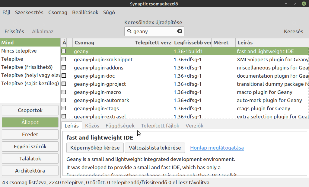 Synaptic csomagkezelő: beállítások, használat (első rész) | Linux Mint  Magyar Közösség