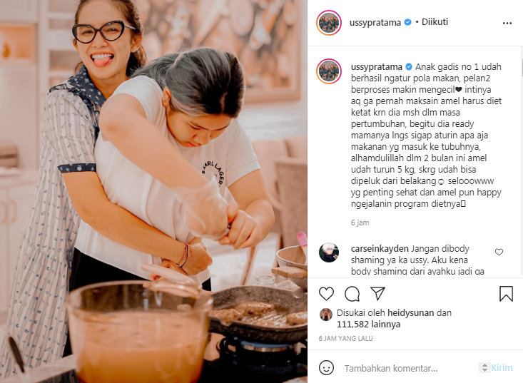 Ussy Sulistiawaty bahagia putri sulungnya mulai mengatur pola makan