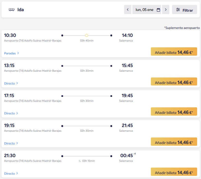 Autobús Monbus - Aeropuerto Madrid T4 - Salamanca - Foro General de España